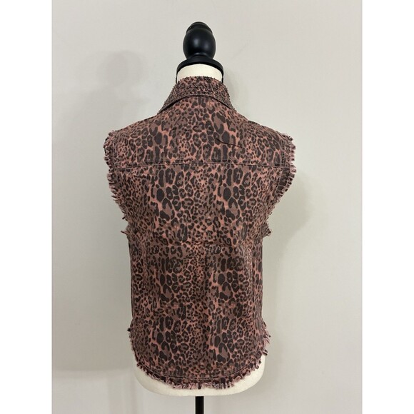 English Rose Womens Animal Print Sleeveless Vest Beaded Collar NWOT Size M/L - Picture 5 of 14